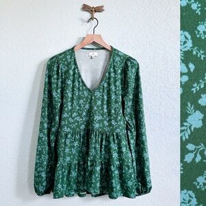 True Craft•Floral Boho Long Sleeve Tiered Top•Womens